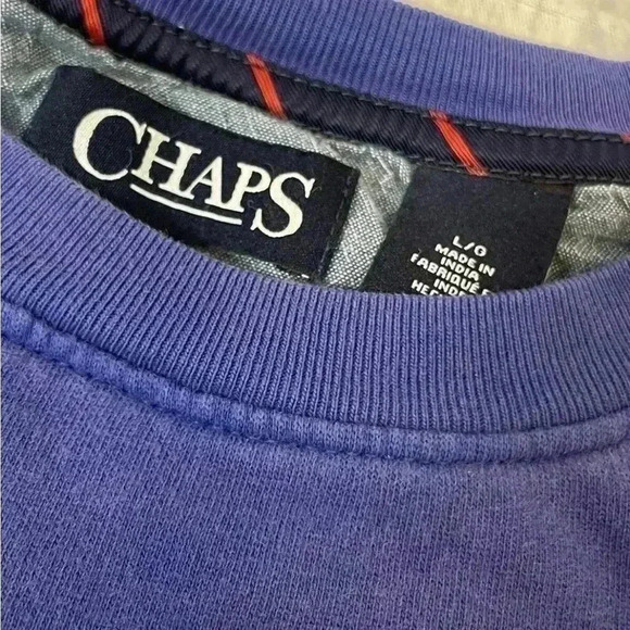 Chaps Men's Size L Color Block Sweatshirt Blue/Navy/Red Crewneck Crest LOGO RL - Picture 7 of 14